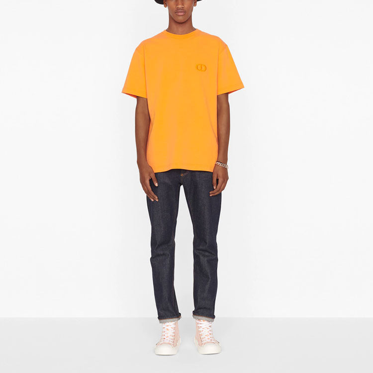 Men's DIOR FW21 Casual Logo Short Sleeve Orange 943J605A0554-C242