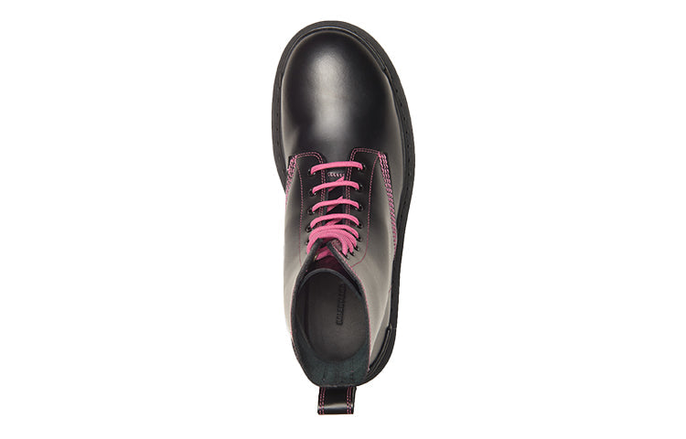 (WMNS) Balenciaga Strike Lace-up Martin Boots Black/Pink 590974WA9641056
