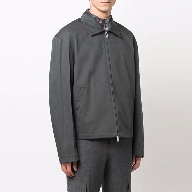 Men's Off-White Zipper Shirt Jacket Loose Fit Dark Grey OMEA296F21FAB0010700