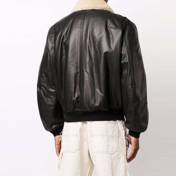 Men's Off-White Cortex Aviator Jacket Loose Fit Black OMJA074F21LEA0011000