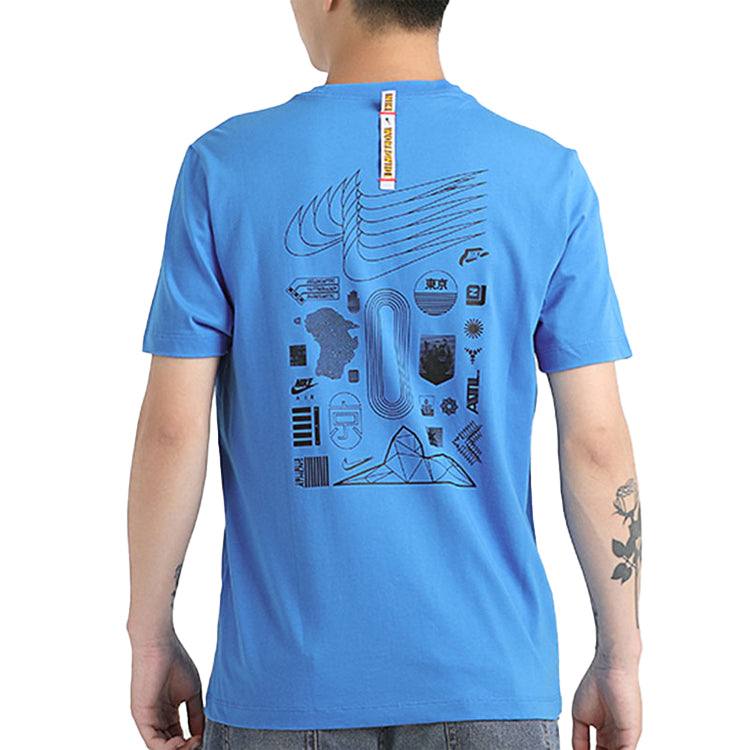 Nike Sportswear Back Large Printing Short Sleeve Blue CW5836-435