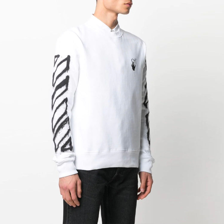Off-White SS21 Graffiti Printing Round Neck Long Sleeves Version White OMBA025S21FLE0040110