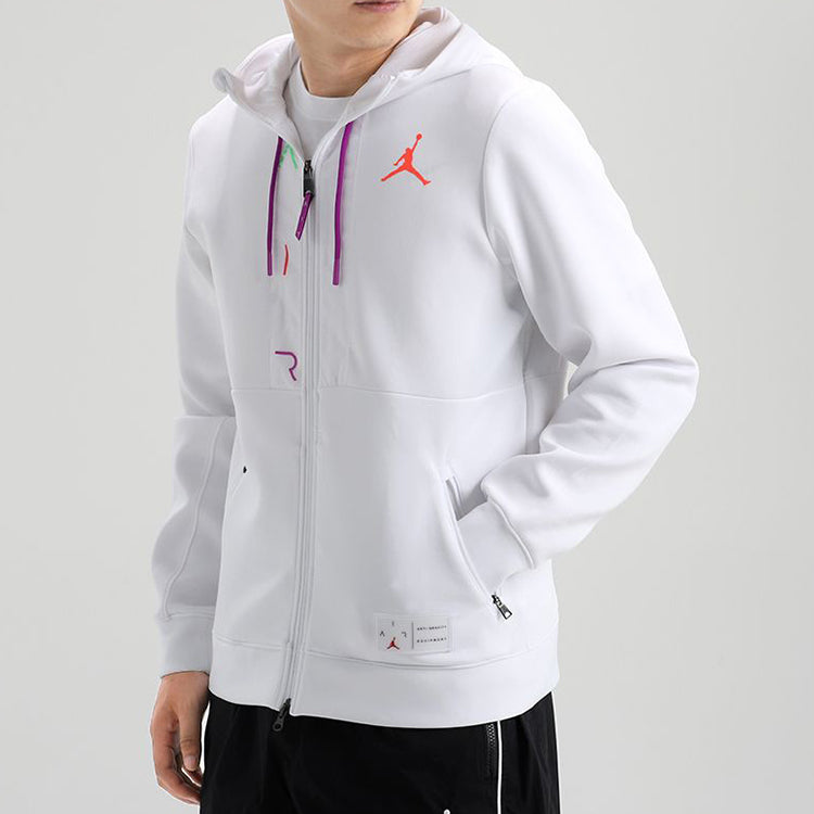 Air Jordan Fleece Full-length zipper Cardigan Jacket White CK6448-100