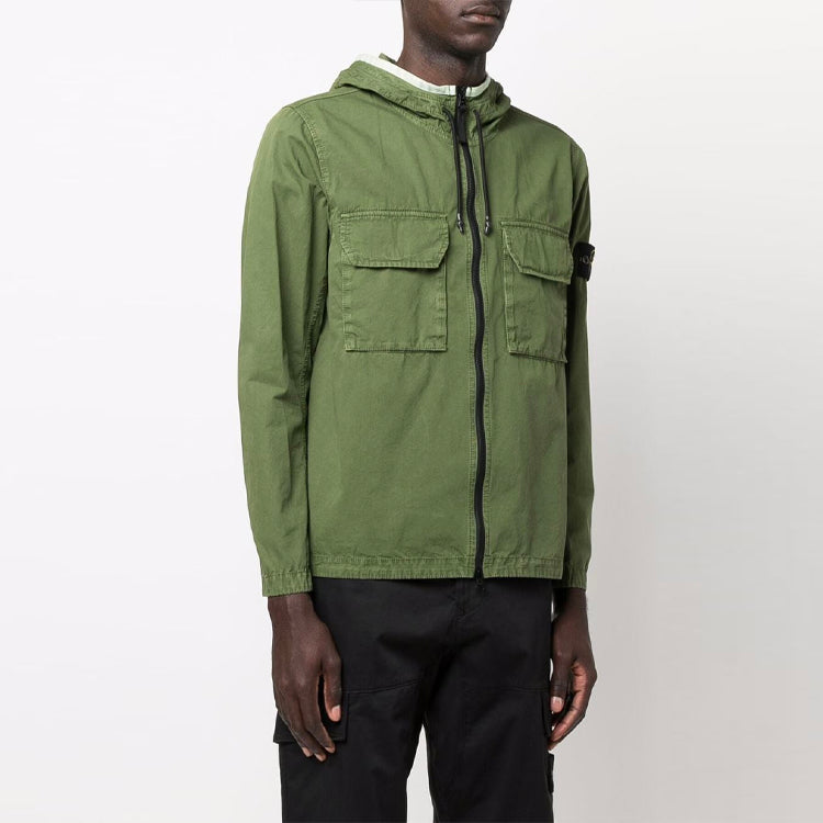 STONE ISLAND Garment Dyed Hooded Shirt Jacket 'Olive' 7615122WN-V0158