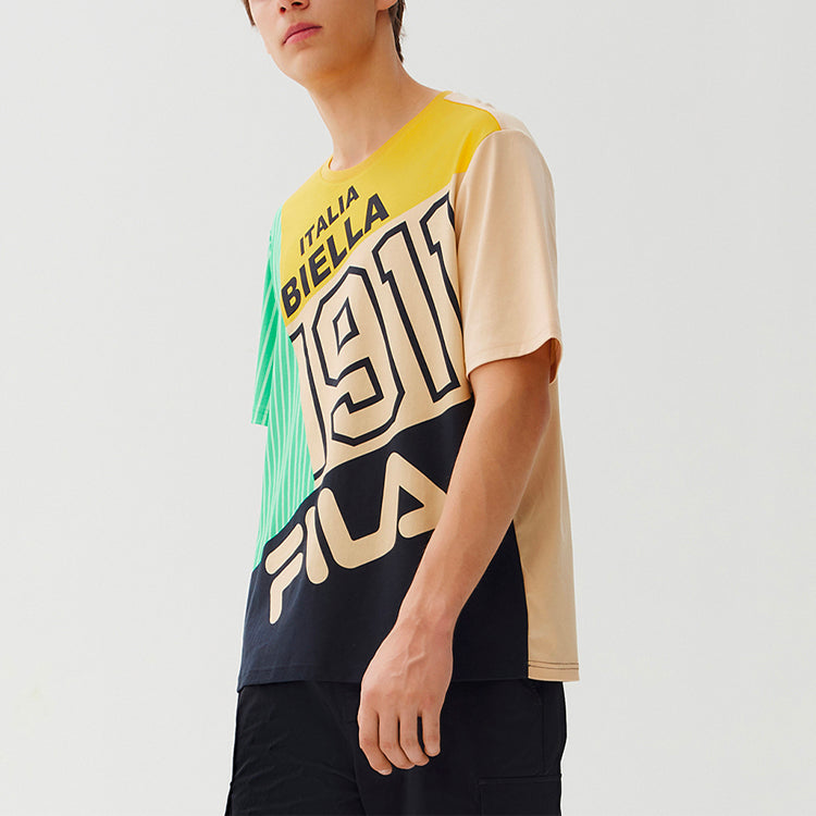 FILA Contrast Color Stitching Logo Short Sleeve Blue F11M128164F-ZA