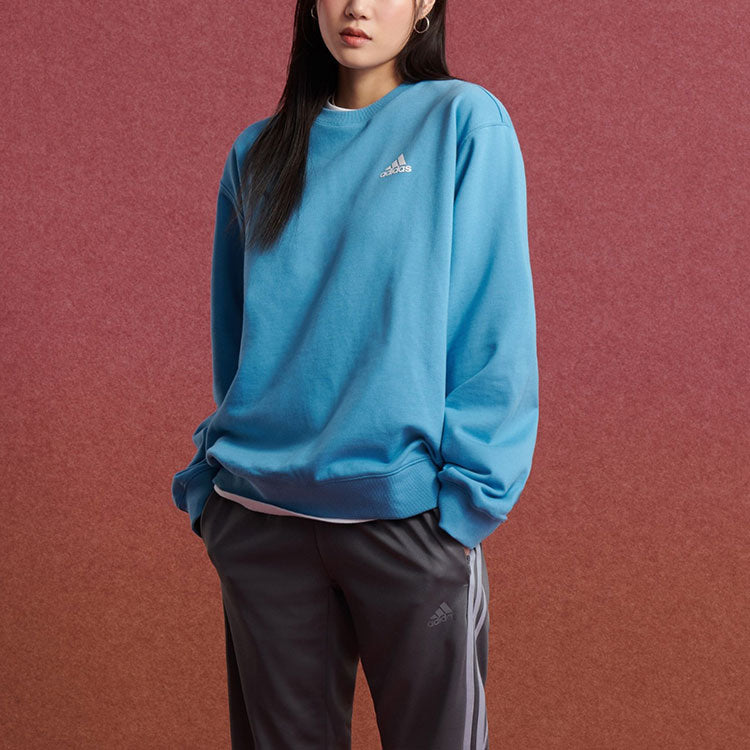 adidas Logo Sweat Solid Color Sports Round Neck Pullover Couple Style Blue H37069