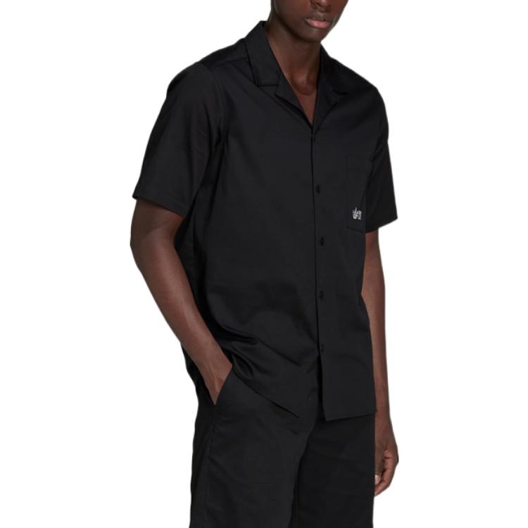 adidas originals Solid Color Logo Sports Short Sleeve Shirt Black HT1654