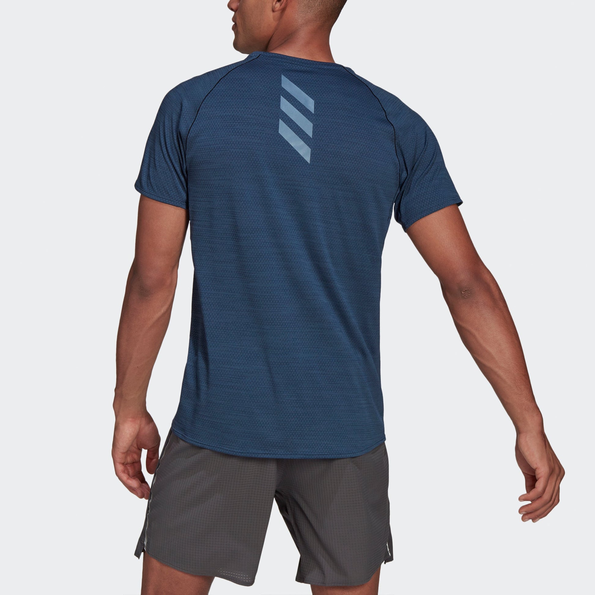 adidas Runner Tee Reflective Logo Running Sports Short Sleeve Navy Blue GJ9887