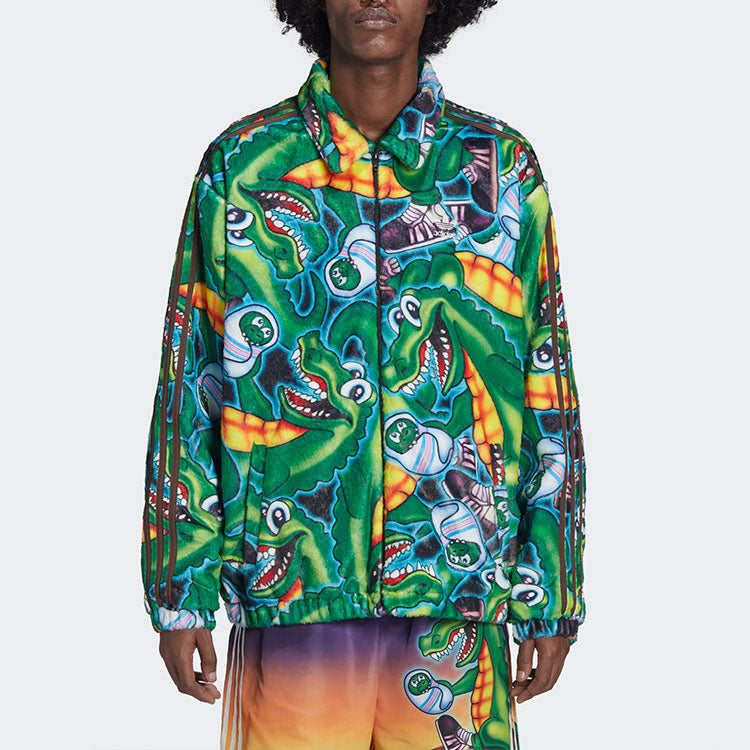adidas originals x Kerwin Frost Crossover Cartoon Full Print lapel Jacket Green H66306
