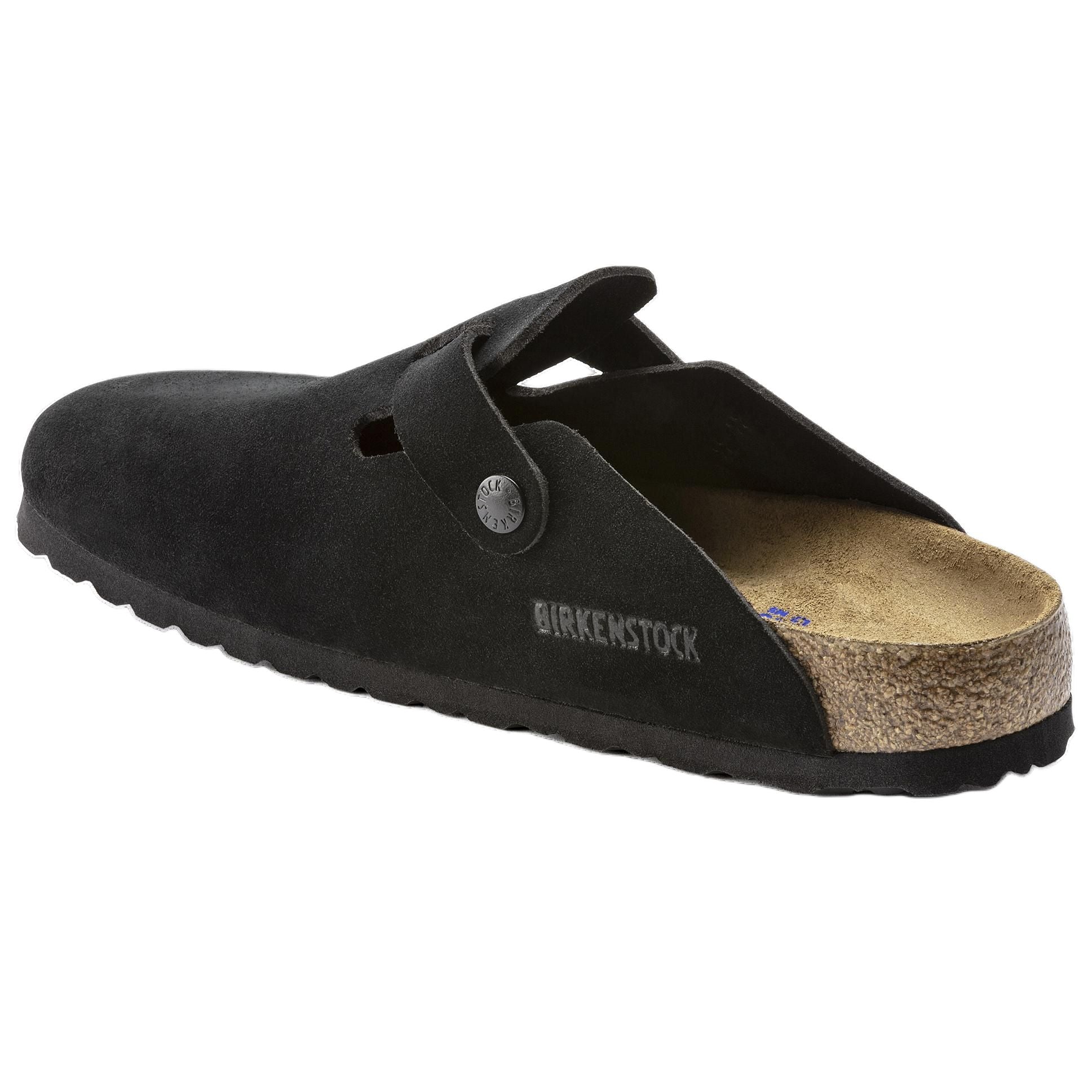 Birkenstock Boston Soft Footbed Suede Leather Sandals 'Black' 0660471