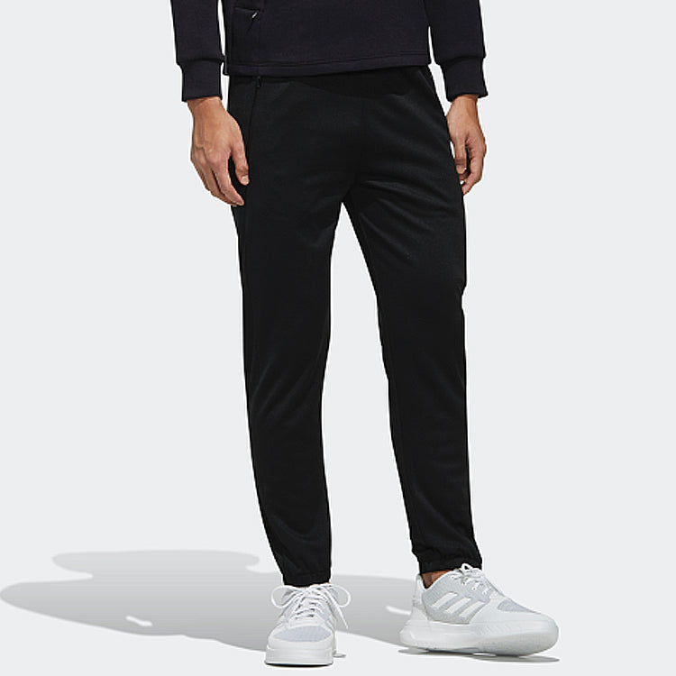 adidas neo Lacing Elastic Waistband Solid Color Athleisure Casual Sports Pants Black EI4651