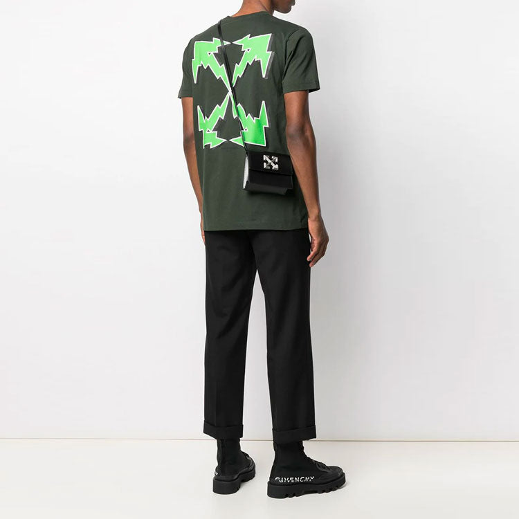 Off-White SS21 Back Printing Round Neck Short Sleeve Version Green OMAA027S21JER0125955
