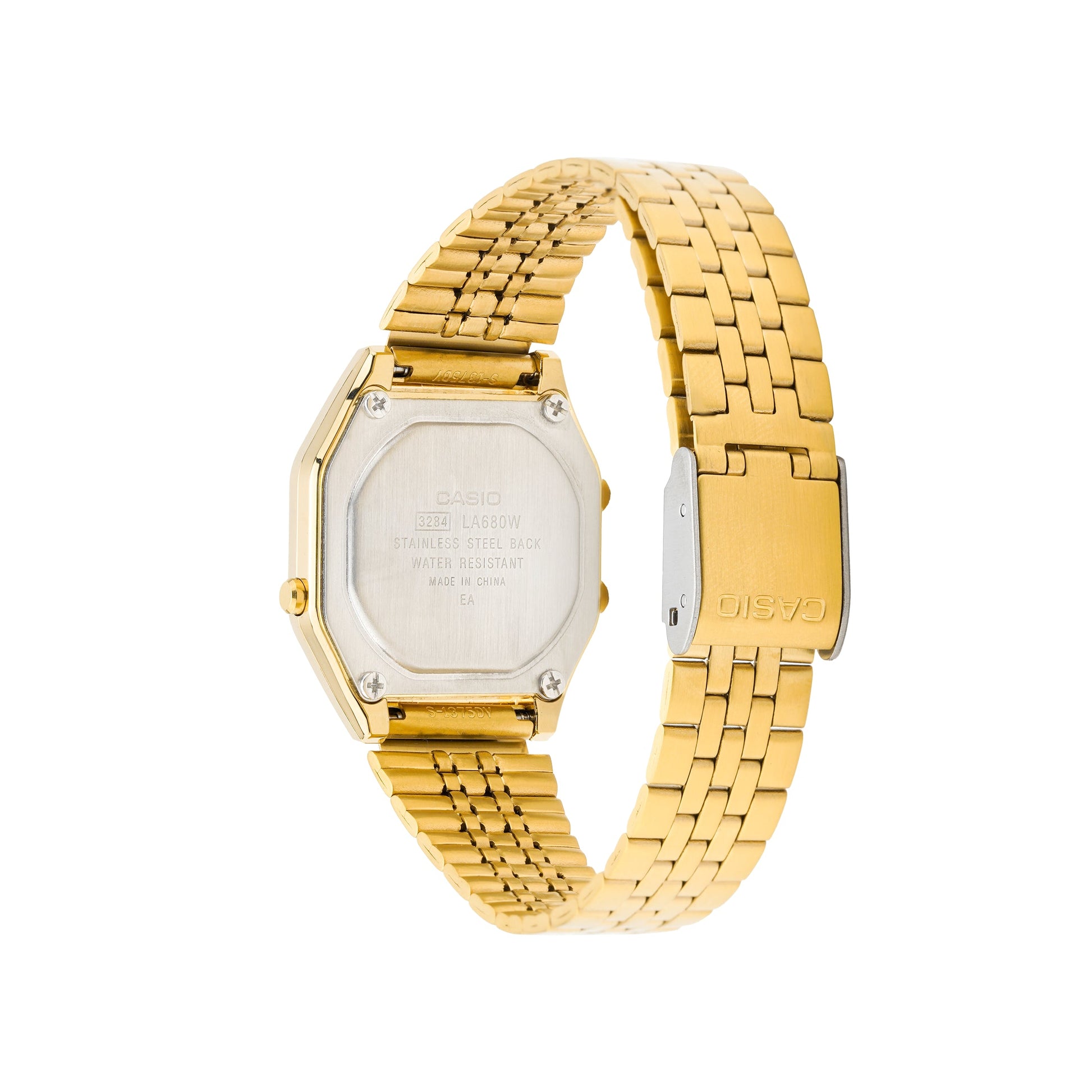 CASIO STANDARD Vintage Dial Steel Link Band en Waterproof Unisex Mens Gold Digital LA680WGA-1D
