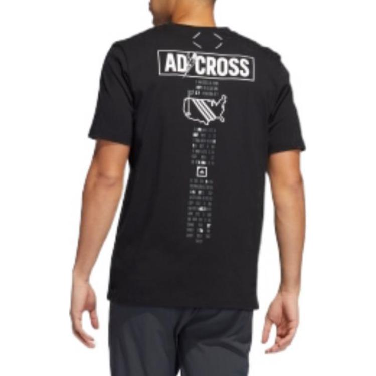 Men's adidas SS22 Solid Color Logo Label Straight Short Sleeve Black T-Shirt HA8766