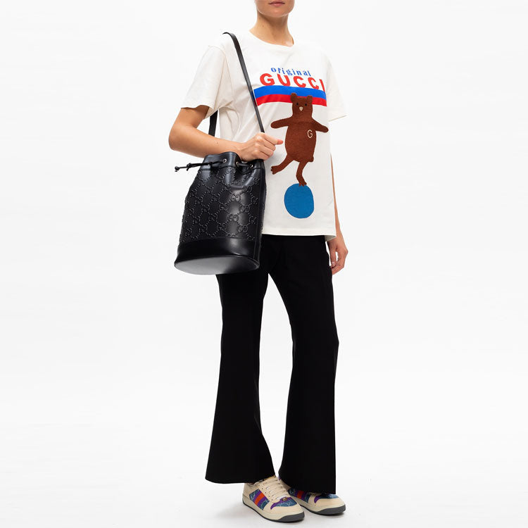 (WMNS) Gucci Bear Decorated Letter Short Sleeve For White 615044-XJCRH-9095