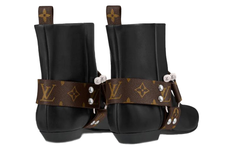 (WMNS) LOUIS VUITTON Rhapsody Ankle Boots 'Black with Monogram Belt' 1A5SSZ
