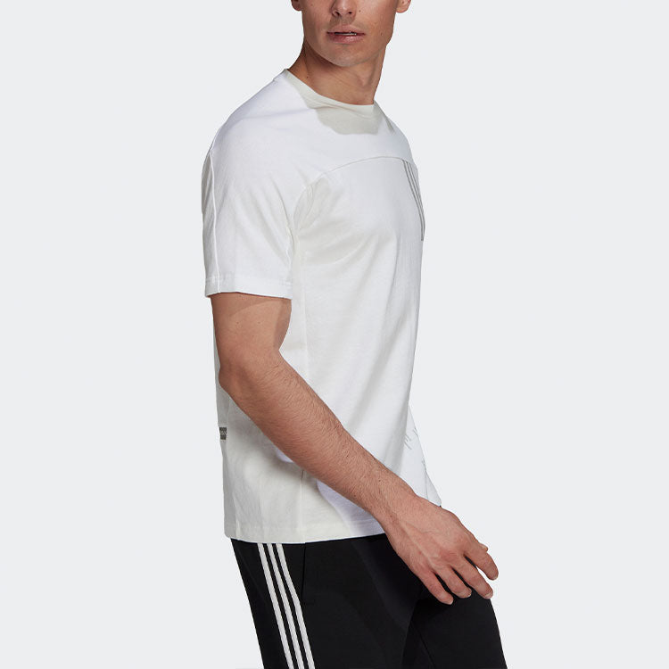 adidas Th Tee Dry Silo Reflective Stripe Knit Sports Short Sleeve White GU1761