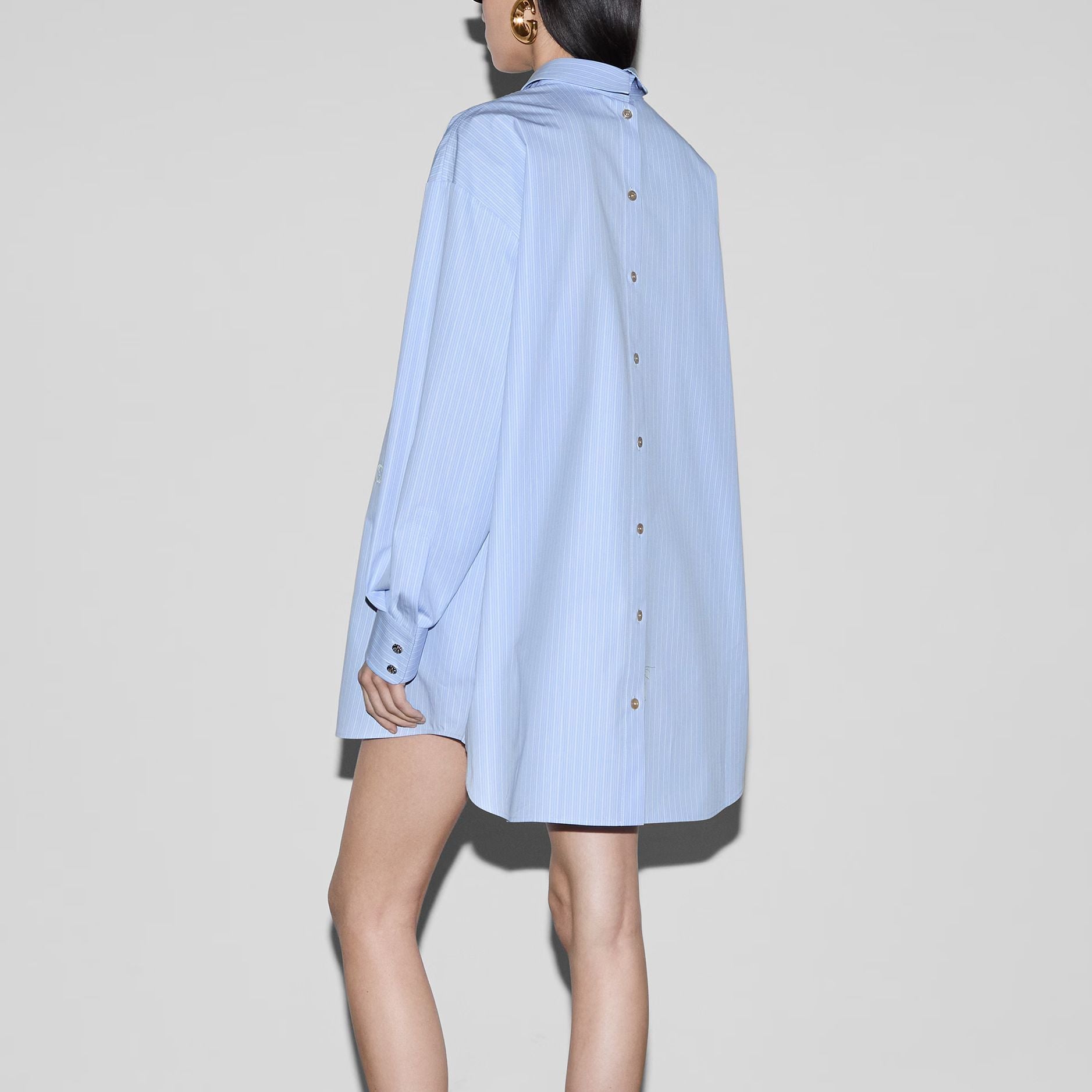 (WMNS) Gucci Striped Heavy Cotton Poplin Shirt 'Light Blue' 779330-ZAP4O-4337