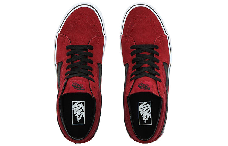 Vans SK8-Mid Mid-Top Retro Skate Shoes Unisex Black Red VN0A3WM31K4