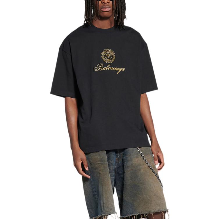 Balenciaga Qixi Crest T-Shirt Medium Fit 'Black' 612966TMVL41075