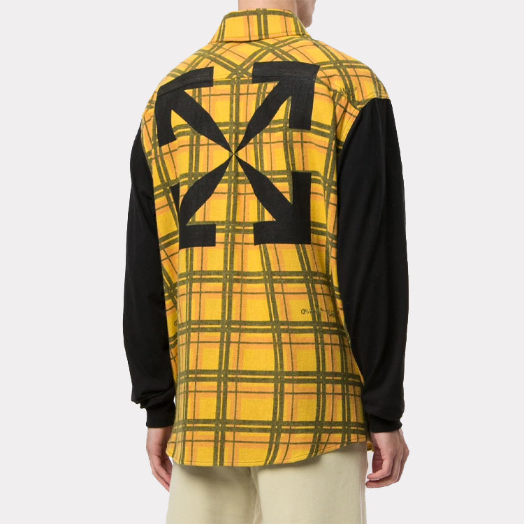 Men's Off-White Plaid Large Yellow Shirt OMGA101S20H480256010