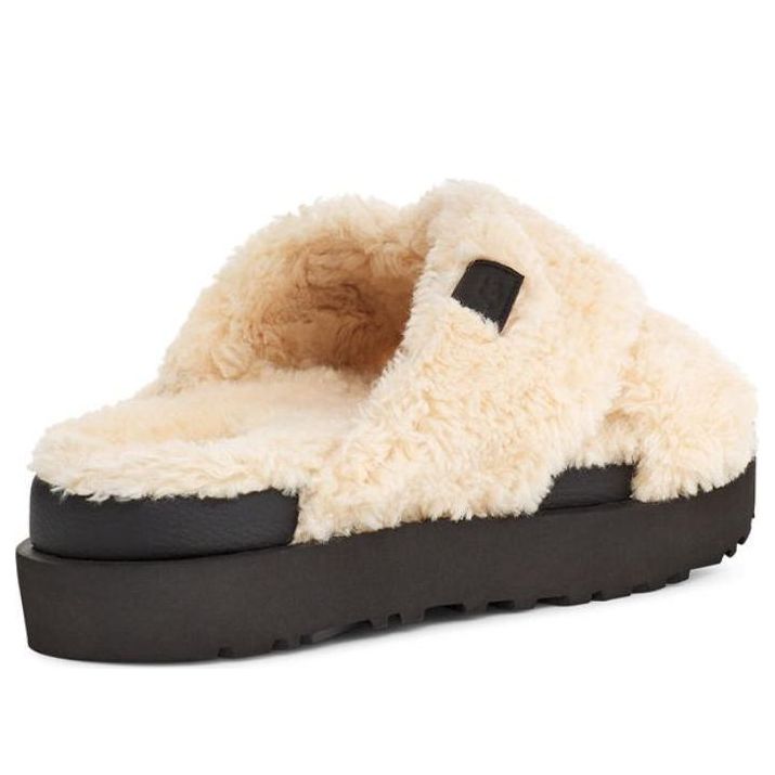 (WMNS) UGG Fuzz Sugar Cross Slide 'Natural Black' 1135131-NBLC