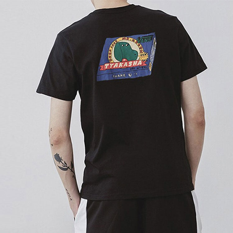 Men's Vans Asian Artist Series Logo Pattern Printing Short Sleeve Black VN0A4P5HBLK