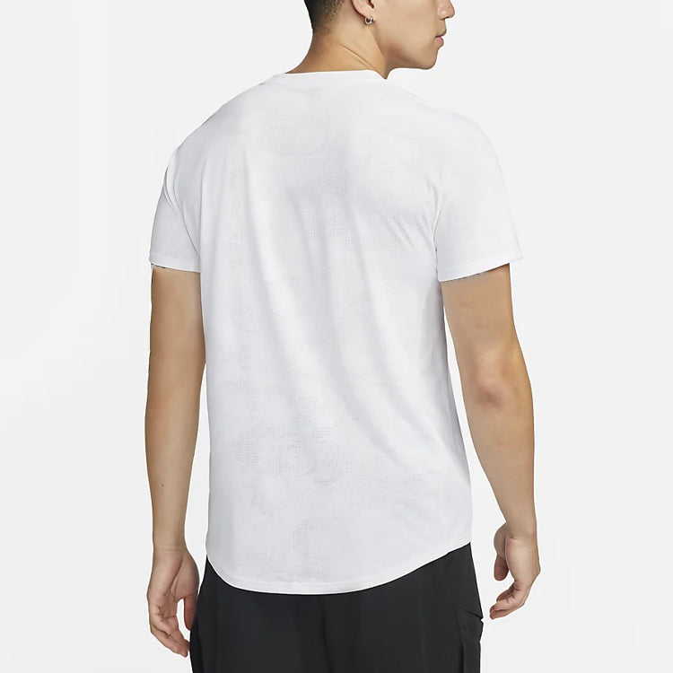 Men's Nike Dri-Fit Solid Color Logo Printing Mesh Pullover Short Sleeve White T-Shirt DA4363-100