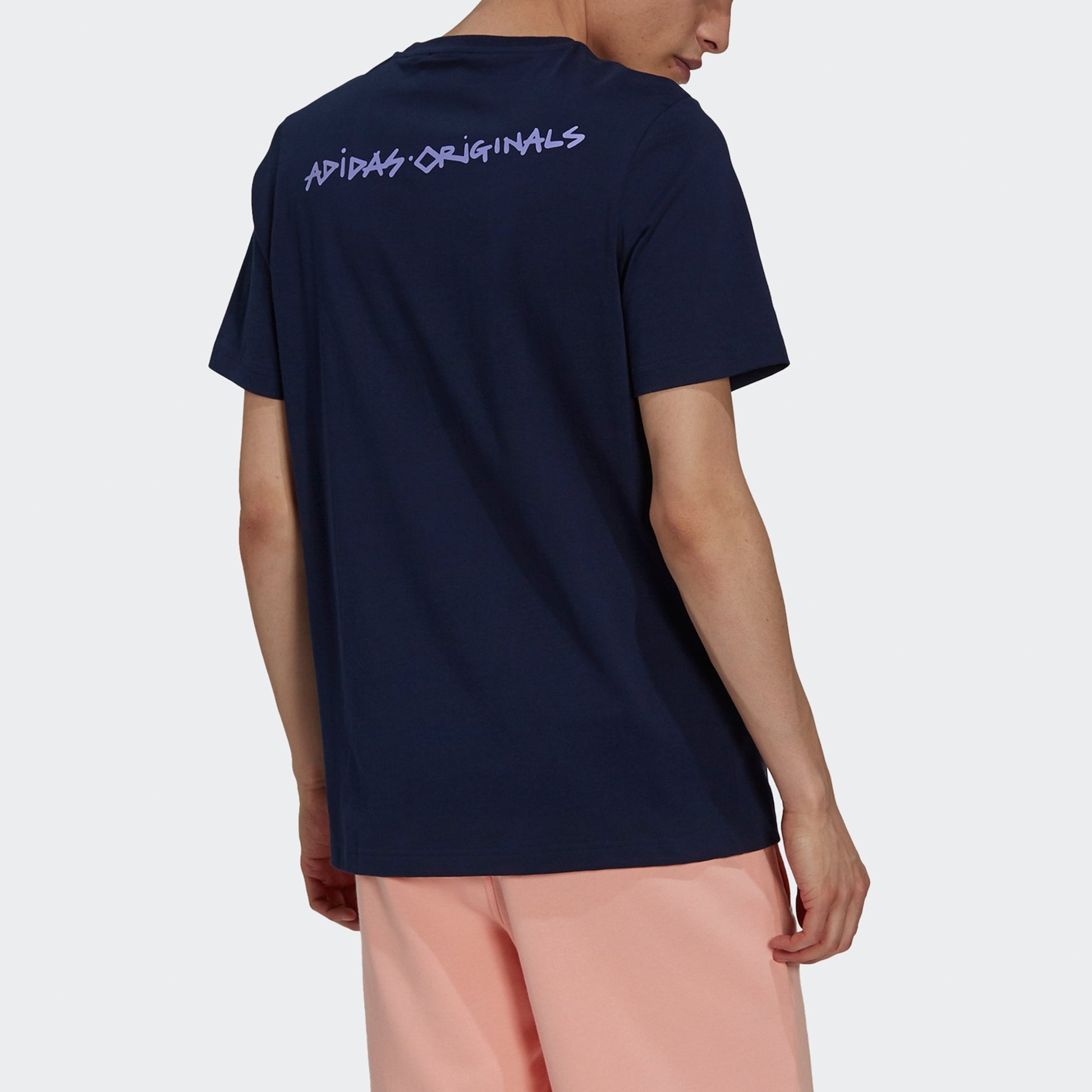 adidas originals 5 Dino Tee Casual Sports Cartoon Printing Round Neck Short Sleeve Navy Blue H13455