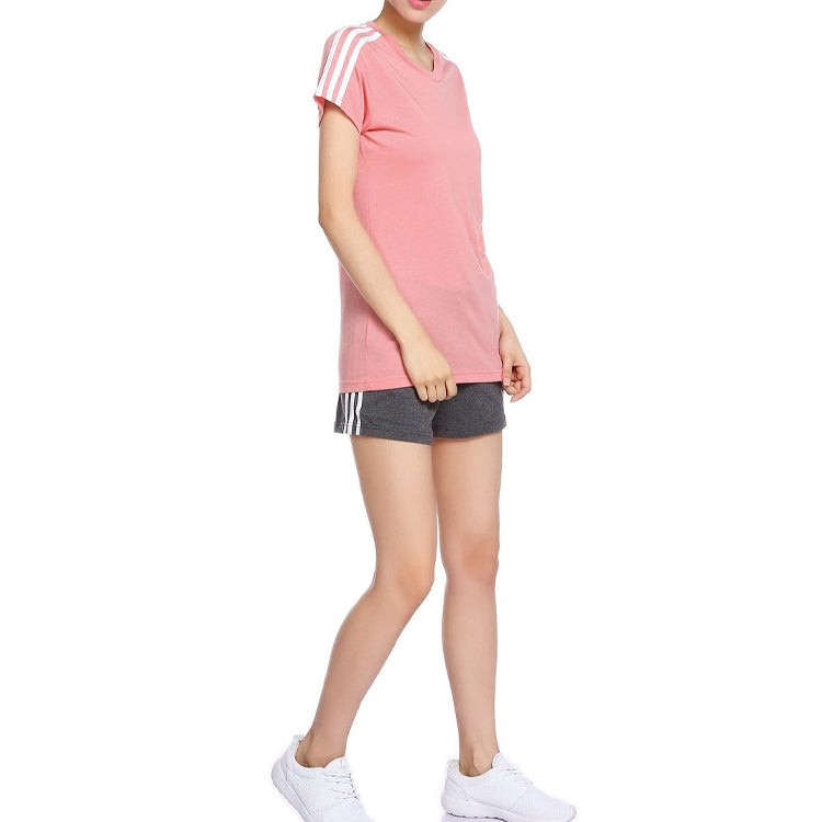 (WMNS) adidas White Stripe Short Sleeve Pink Red BR2459