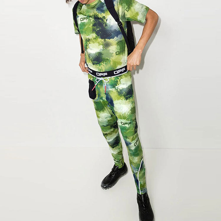 Men's Off-White Camouflage Printing Casual Long Pants/Trousers Green OMVG014I21FAB0028400