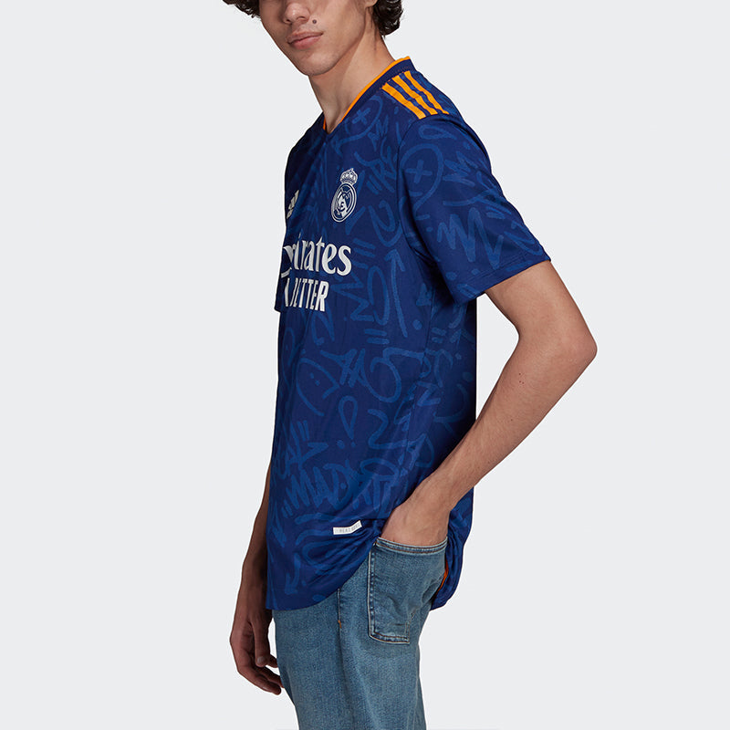 adidas Real Madrid Away Player Edition Soccer/Football Sports Short Sleeve Jersey Blue GM6775