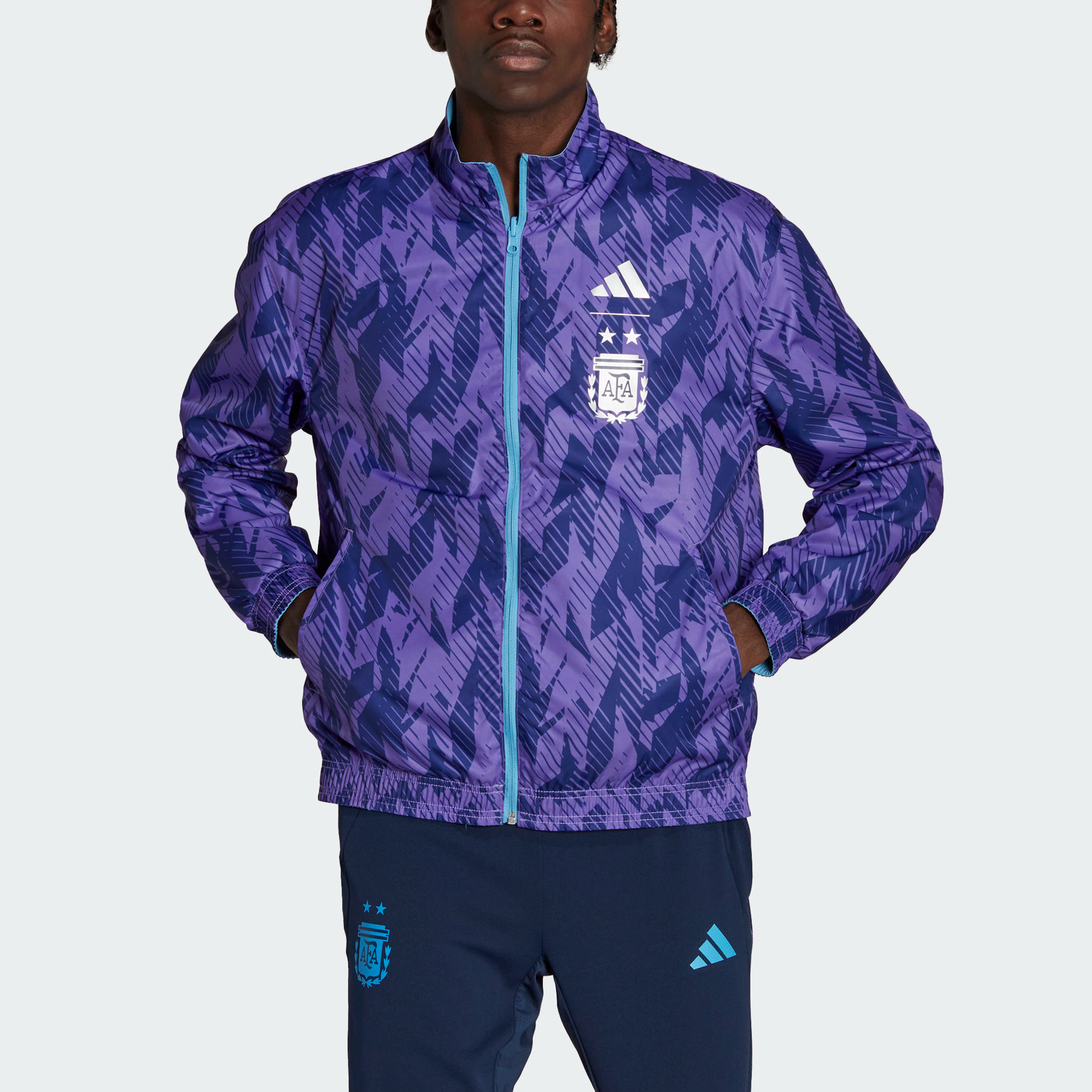 adidas Argentina Anthem Jacket Men's Sports Soccer Running Top Light Blue HF3948