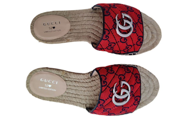 (WMNS) Gucci GG matelass canvas espadrille sandal 'Red' 661393-2UZO0-6490