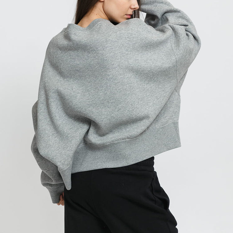 (WMNS) Nike Casual Sports Logo Round Neck Fleece Hoodie light grey Gray CK0168-063