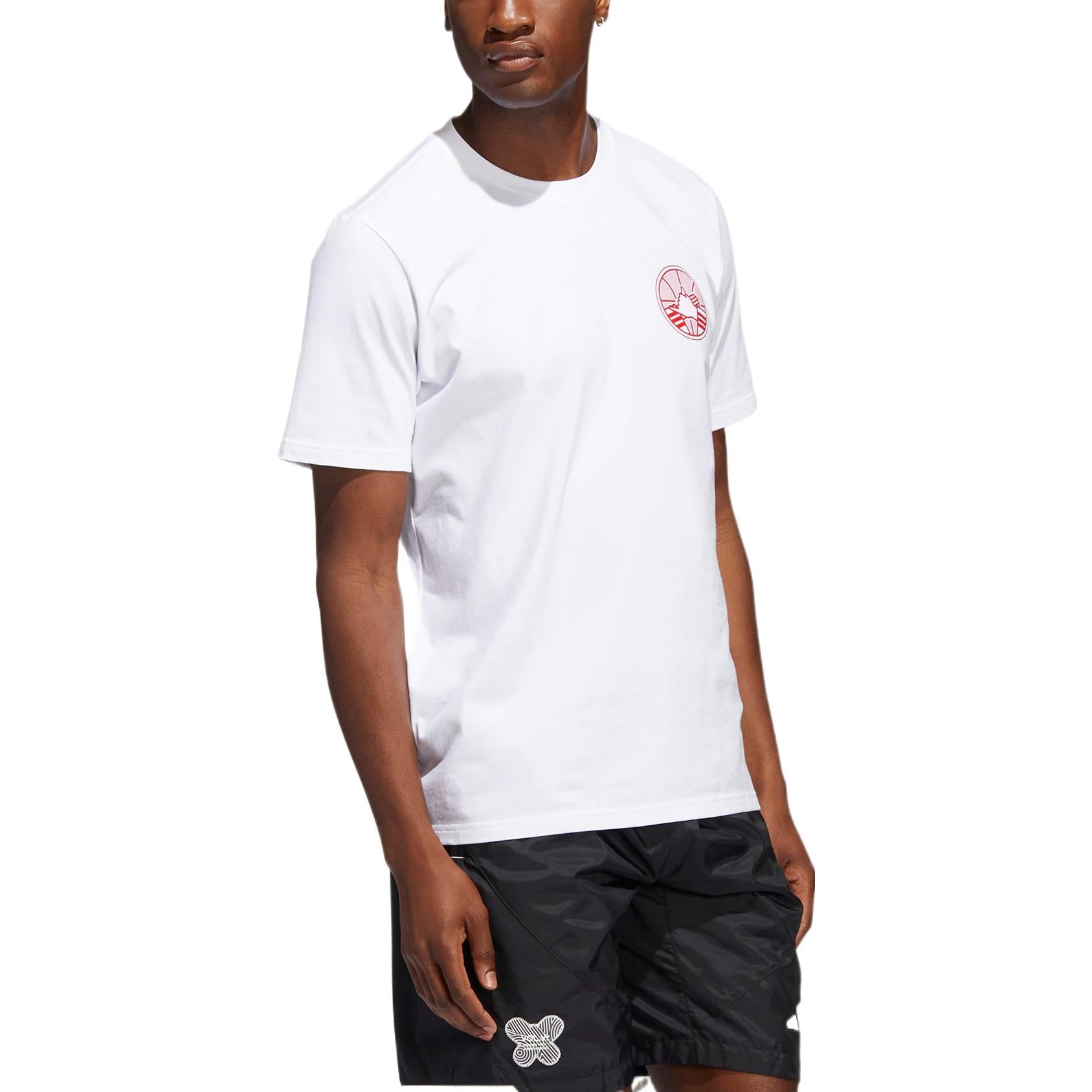 Men's adidas Harden Dynasty Logo Printing Round Neck Pullover Short Sleeve White T-Shirt IC8109