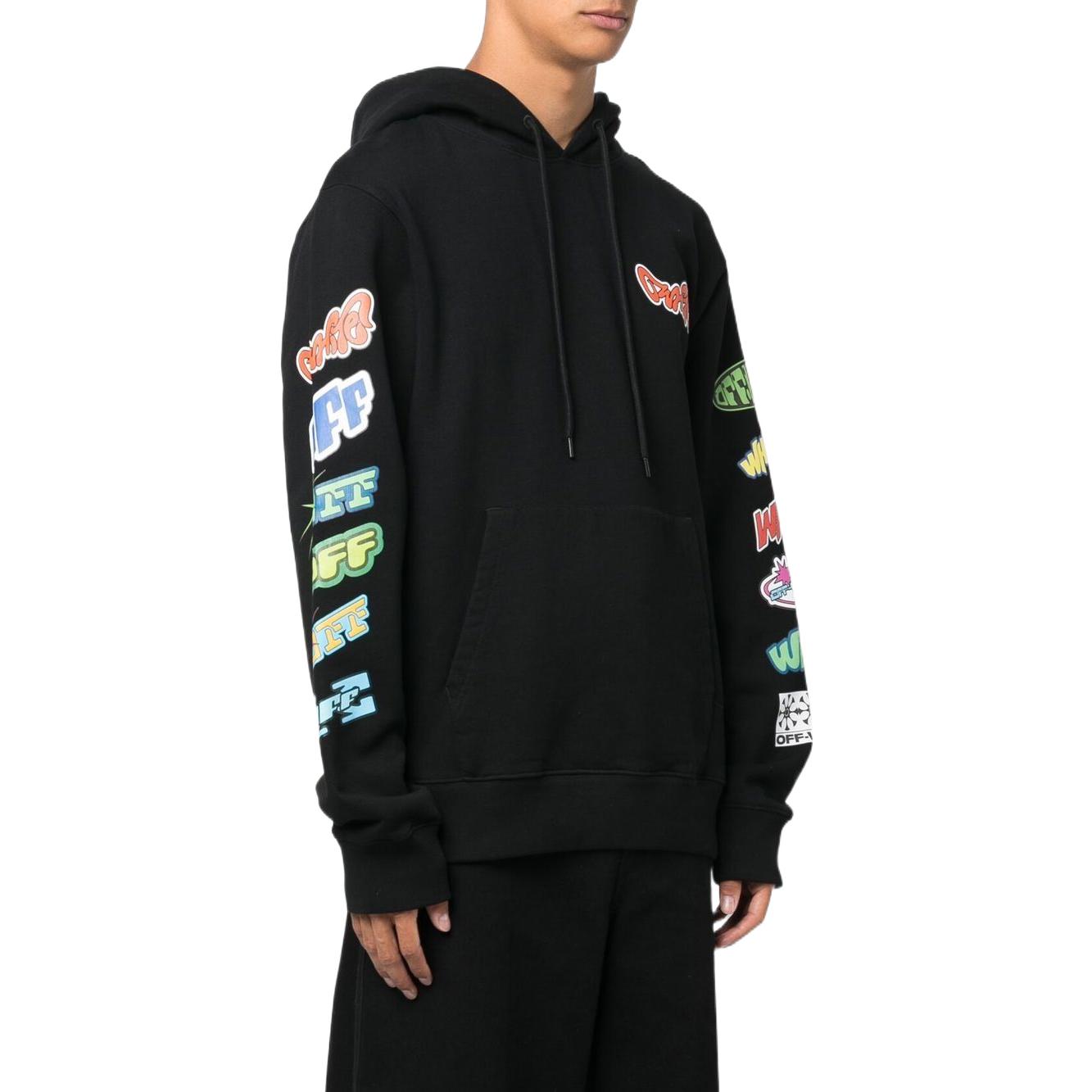Off-White graphic-print Cotton Hoodie 'Black' OMBB097F22FLE0291084