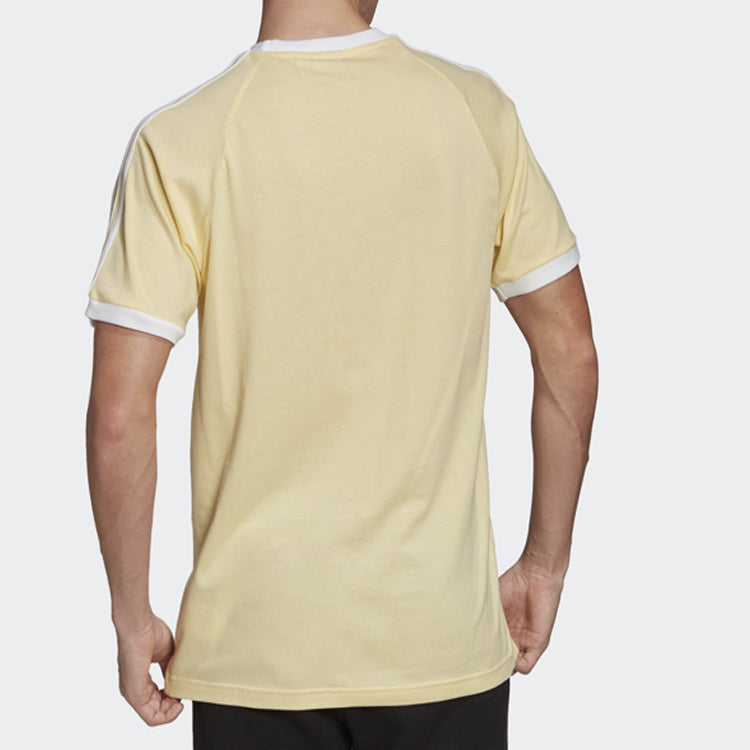 adidas originals 3-Stripes Tee Casual Round Neck Loose Logo Stripe Short Sleeve Yellow FM3777