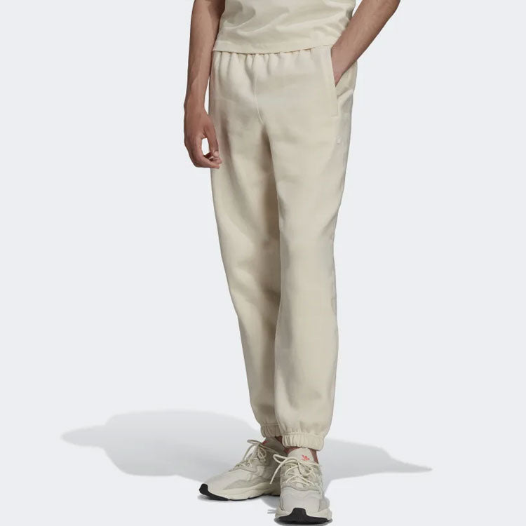 Men's adidas originals AdiColor Trefoil Sweatpants Solid Color Bundle Feet Sports Pants/Trousers/Joggers Creamy White HD2752