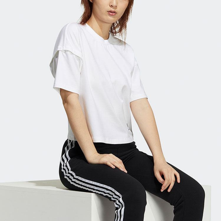 (WMNS) adidas originals Ryv Tee Ss Stripe Sports Round Neck Short Sleeve White T-Shirt H39016