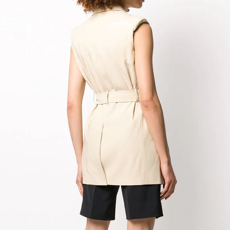 (WMNS) Off-White SS20 Sleeveless Single-breasted Blazer Jacket Buff White OWEF046S20FAB0016100