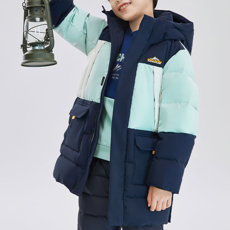 (GS) Skechers Mid-Length Down Jacket 'Navy White Teal' L423B050-002Z