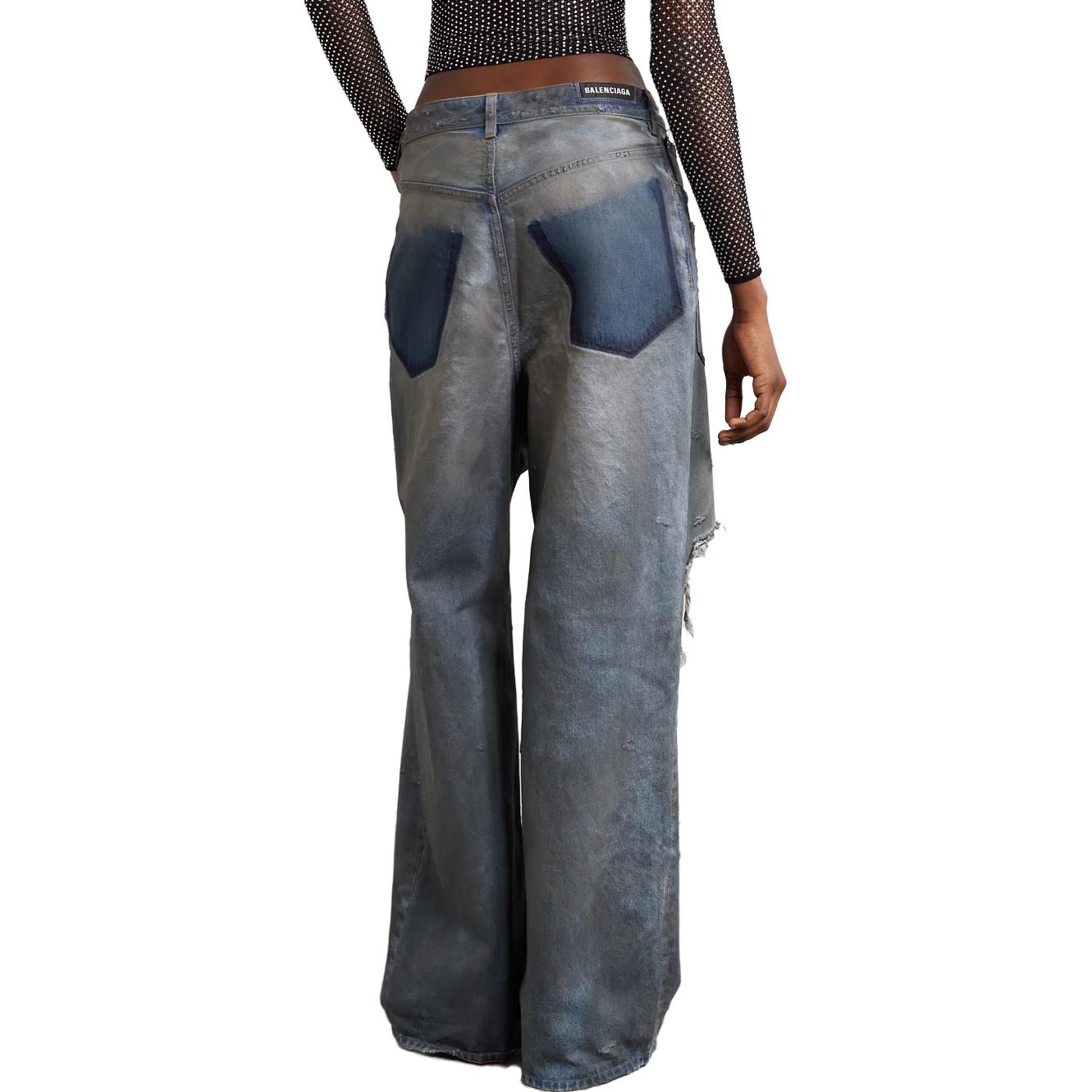 (WMNS) Balenciaga Patched Pockets Baggy Jeans 'Blue' 751111TDW143359