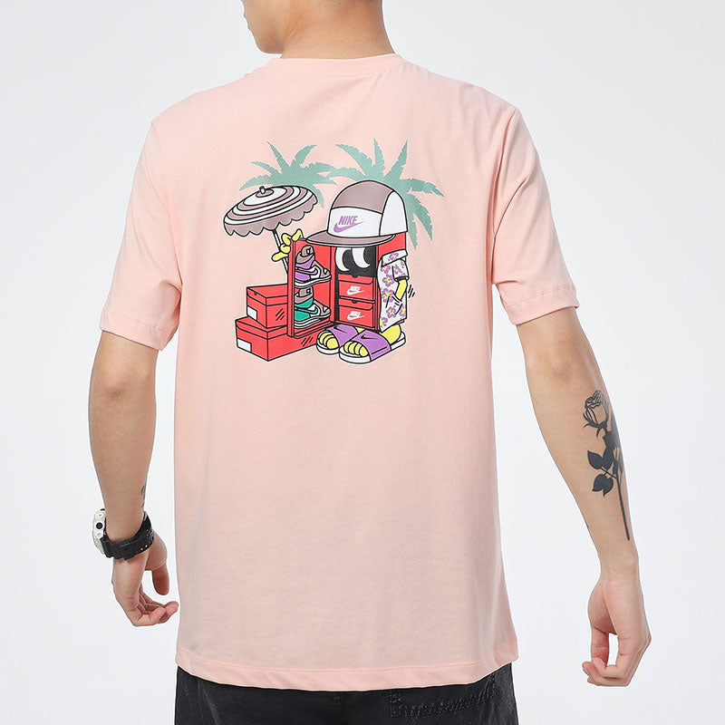 Nike Sportswear Shoe Cartoon Printing Sports Round Neck Short Sleeve Pink DD1261-800