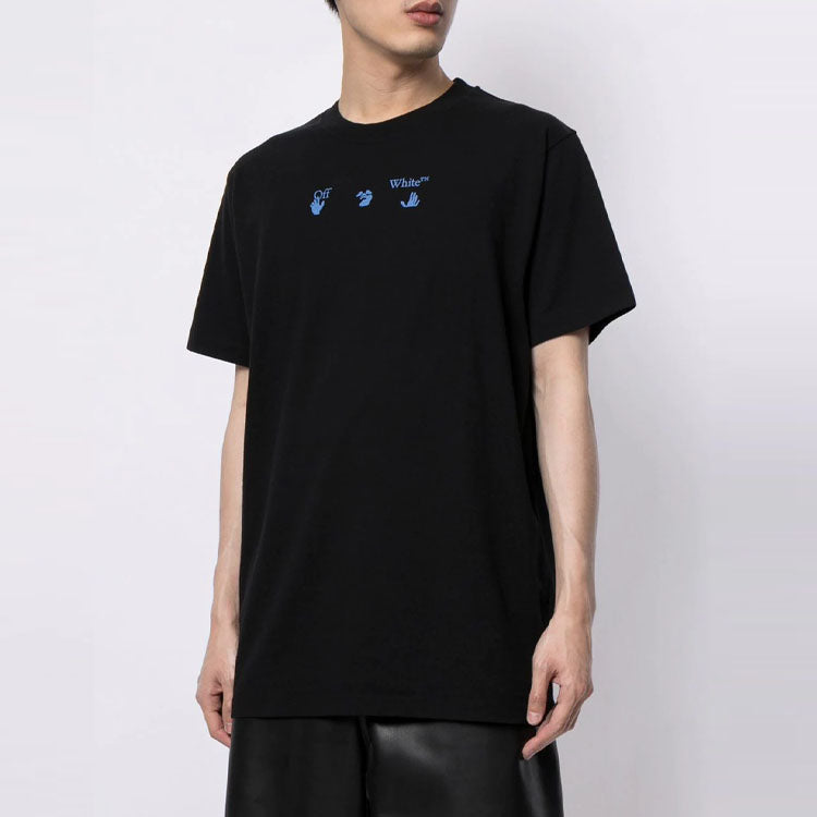 Off-White SS21 Logo Pattern Printing Short Sleeve Loose Fit Black OMAA027S21JER0191045