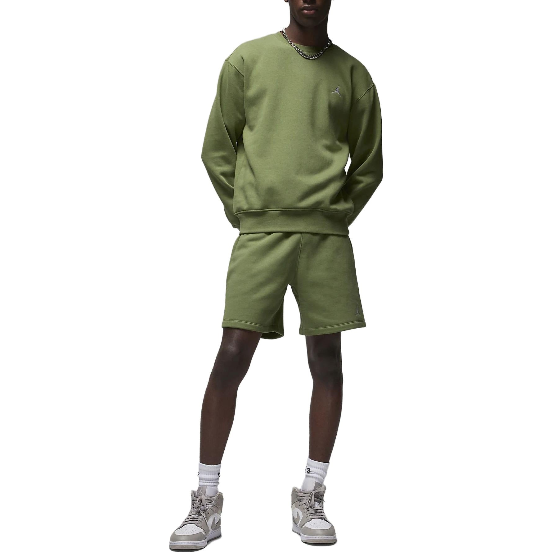 Air Jordan Brooklyn Fleece Crew-Neck Sweatshirt 'Light Olive Green' FJ7776-340