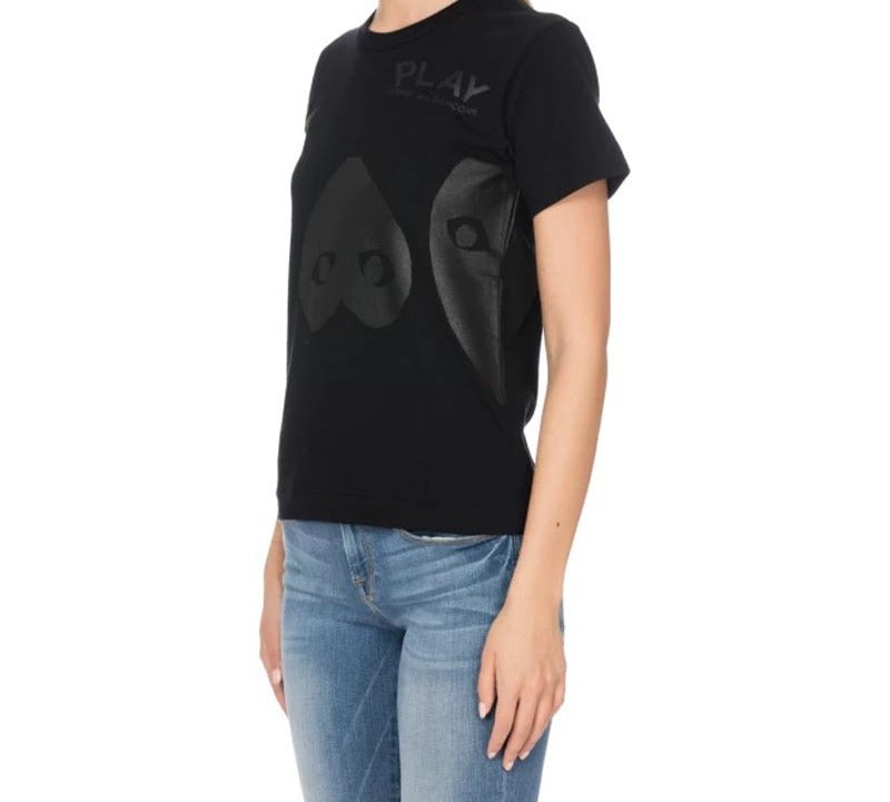 (WMNS) COMME des GARCONS PLAY Upside Down Three Hearts Tee 'Black' AZ-T195-051-1