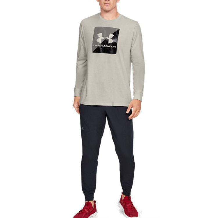Men's Under Armour Half Logo Training Sports Long Sleeves T-shirt White 1351624-110