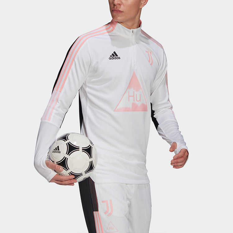 adidas x Crossover Juve Hu Tr Top Juventus Soccer/Football Half Zipper Stand Collar Sports White Black Colorblock GK7824