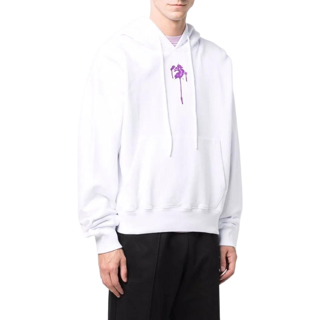 Men's Off-White SS22 Pattern Printing Hooded Long Sleeves Pullover Version White OMBB037F21FLE0130137